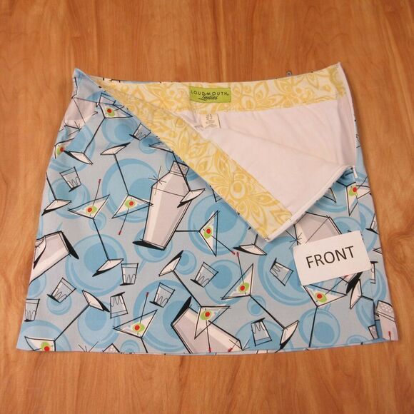 LOUDMOUTH Golf Partini Classic Skort Sz 8 Martini Cocktails Blue Skirt Shorts - Picture 4 of 16